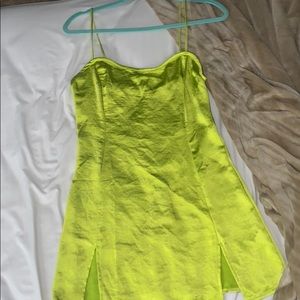 motel rocks short satin green dress